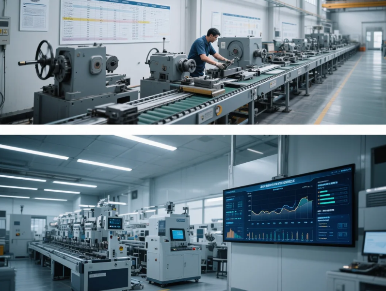 传统与智能化的生产线对比